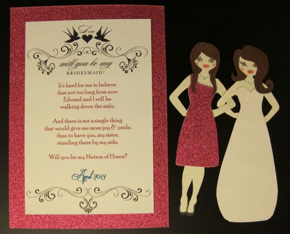DIY Bridesmaid invites (& flower girl + Ring Bearer) :  wedding bridesmaid invite flower girl invite ring bearer invite paper dolls teal pink bridesmaids diy invitations IMG 0164