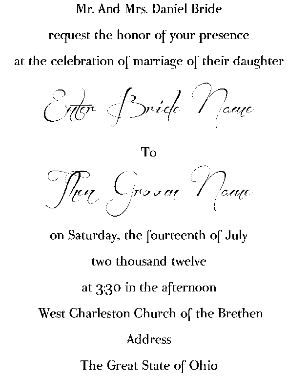 Invitation font and wording wedding Invitation 10 minutes ago