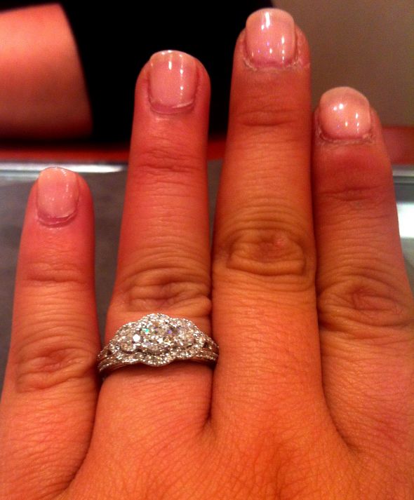 Show me your 3 stone rings with carats of stones! :  wedding 3 stone 1 three stone 1 carat engagement ring ring porn ring 3 stone three stone engagement picture side stones 1