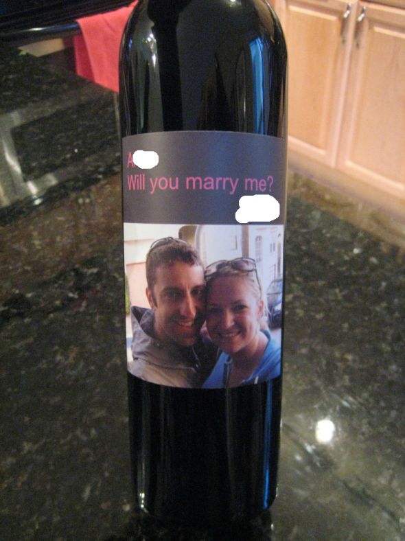 wedding rings wine bottle