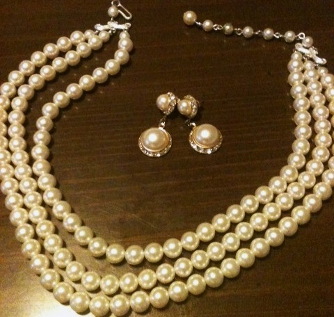 Vintage Wedding Necklace on Wedding Earrings Jewelry Necklace Pearls Vintage White Bridal Jewelry