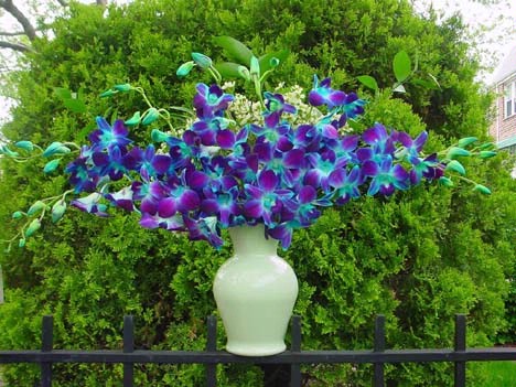Thoughts on Possible Centerpieces wedding Purple And Turquoise Wedding 