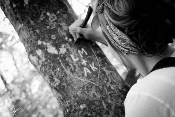 Vintage/Overalls Engagement Session :  wedding bandana country creek engagement fall guitar overalls pictures ring tree vintage IMG 4669 2 XL