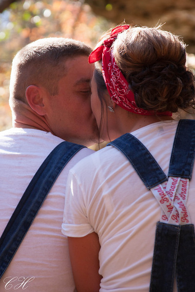 Vintage/Overalls Engagement Session :  wedding bandana country creek engagement fall guitar overalls pictures ring tree vintage IMG 4765 L