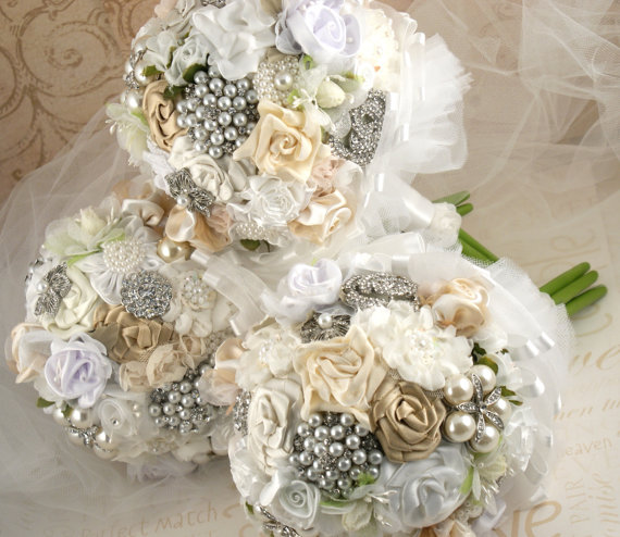 wedding ivory inspiration dress Bridesmaid Brooch Bouquet