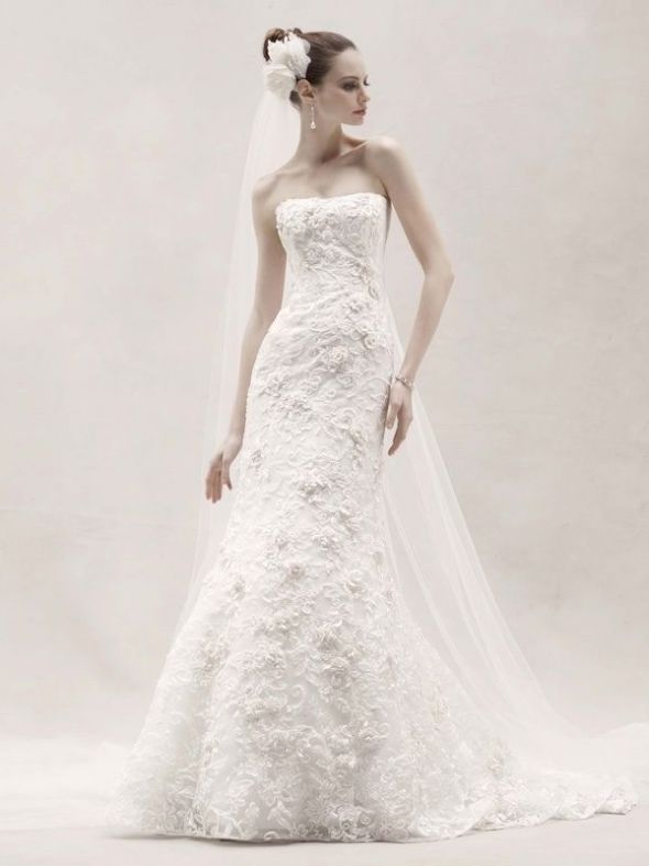 oleg cassini pink wedding dress Oleg Cassini Strapless 3d Floral Organza Wedding Dress