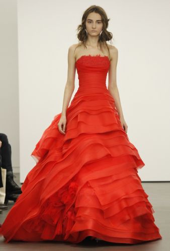 Vera Wang released her 2012 Spring red shape wedding gowns a few days ago