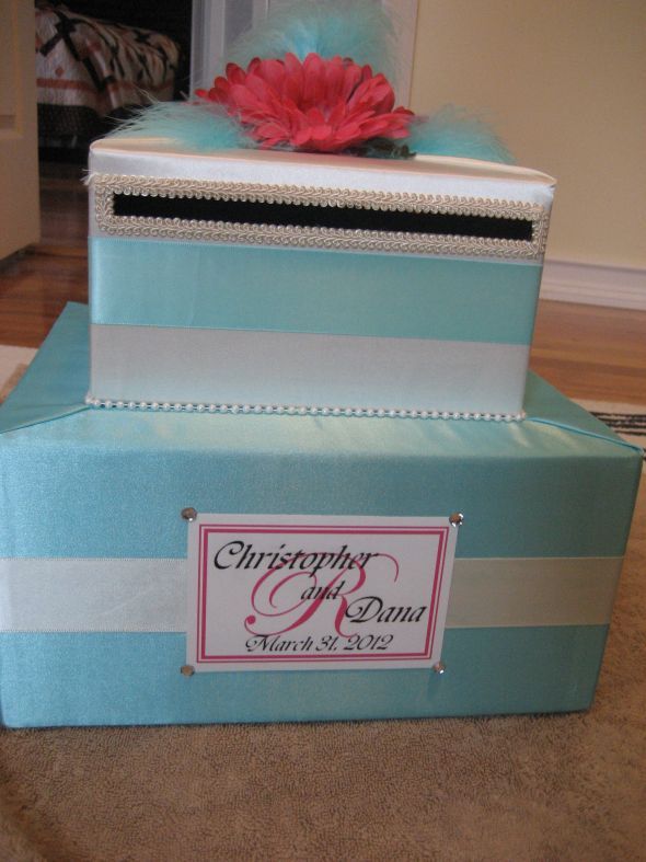 Tiffany Blue CARD BOX wedding card box tiffany blue money box teal pink 