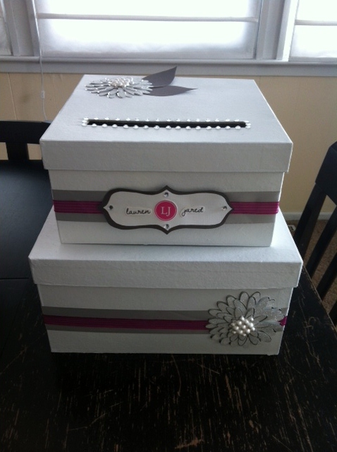 white silver & fuchsia DIY card box