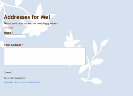 DIY Address Form :  wedding Screen Shot 2009 12 27 At 10.11.19 PM