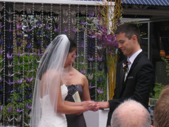 Cranes and Crystals Altar :  wedding purple ceremony diy Ringswithcranes