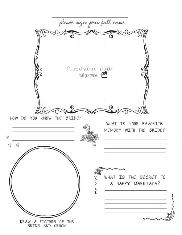 DIY Free Printable for Bridal Shower or Bachelorette Guestbook