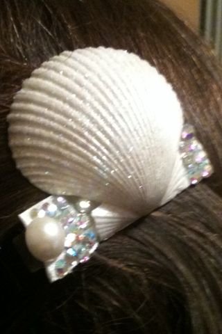  Hair Clip with Pearl and AB Crystals wedding white ivory jewelry