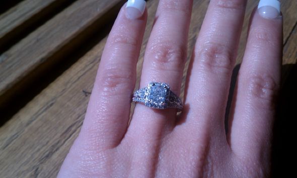 Rings pics please! : wedding canary diamond halo pictures IMAG0594 1