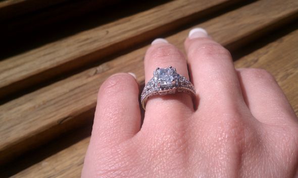 Rings pics please! : wedding canary diamond halo pictures IMAG0597