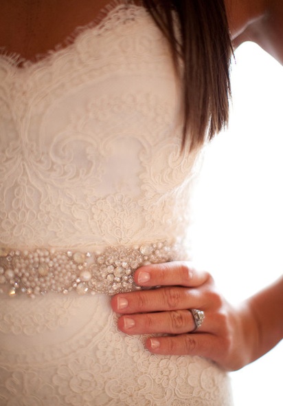 Monique Lhuillier Crystal Beaded Bridal Sash/belt Monique Lhuillier Sterling Embellished Bridal Sash - Your  main image 3
