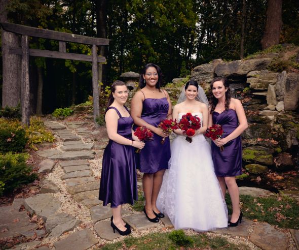 Our outdoor fall castle wedding! (Photo heavy) :  wedding autumn bridesmaids castle ceremony dress flowers inspiration makeup ohio outdoor purple red 058