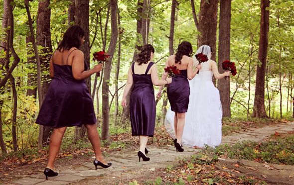 Our outdoor fall castle wedding! (Photo heavy) :  wedding autumn bridesmaids castle ceremony dress flowers inspiration makeup ohio outdoor purple red 059