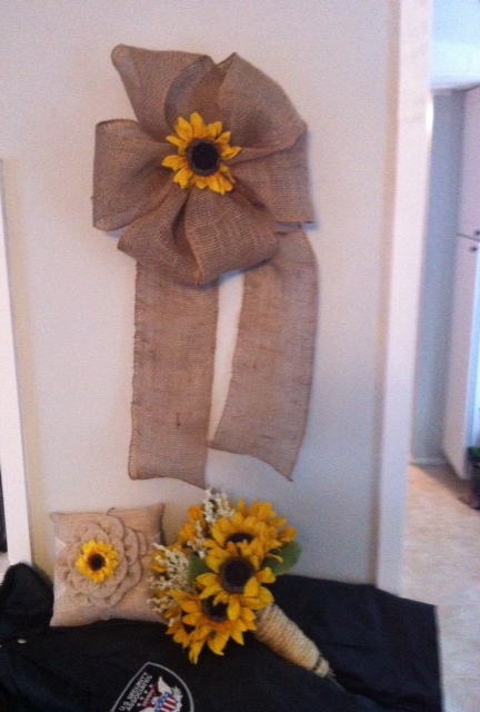 Front of church decor/ pew bows and 