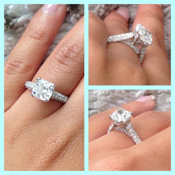 My cushion cut, micro pave engagemen
