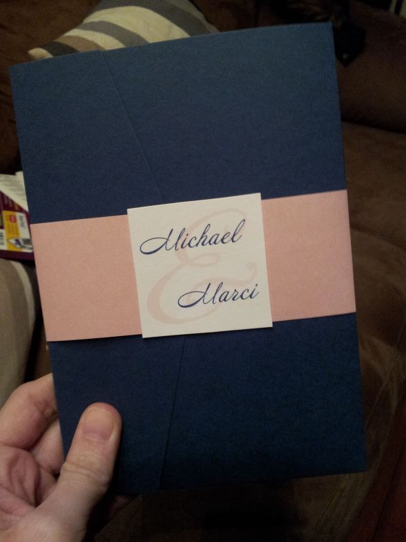 Semi DIY pocket invitations Navy,Pink!