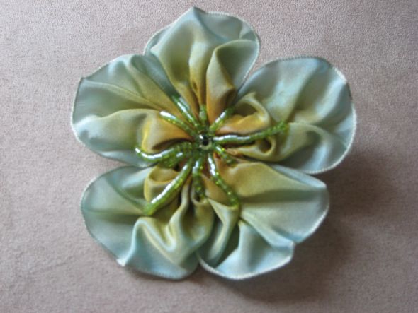 Beautiful Aqua/Gold Hair Flower/Brooch :  wedding flower blue gold hair brooch IMG 6971