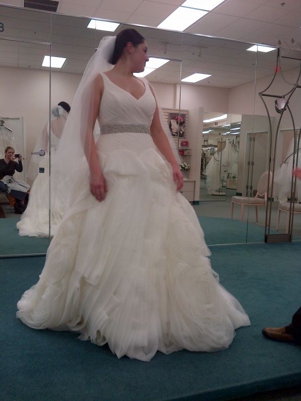 Real bride, size 12, in Vera Wang for David's bridal