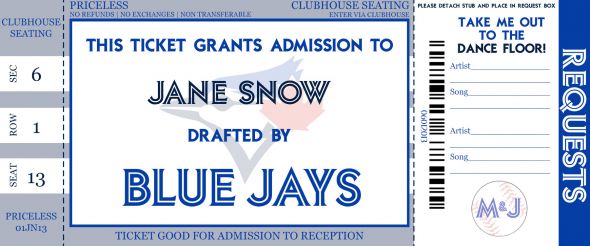 Baseball Ticket Place Cards