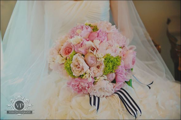 My Boquet....I started crying LOL :  wedding diy flowers garden green ivory navy outside peonies pink stripes Bouquet
