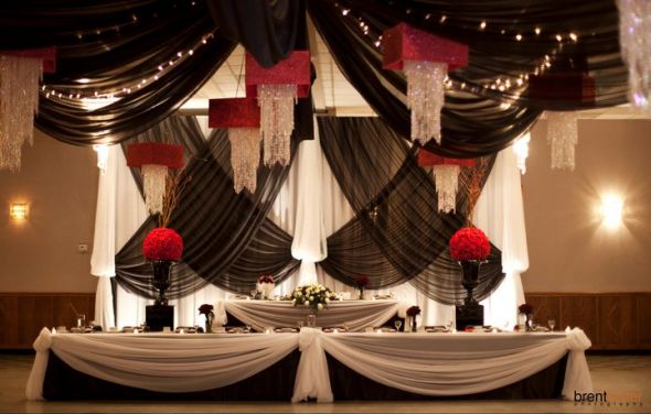 red black white wedding party