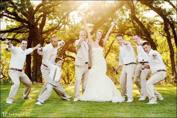 Wedding party fun photo