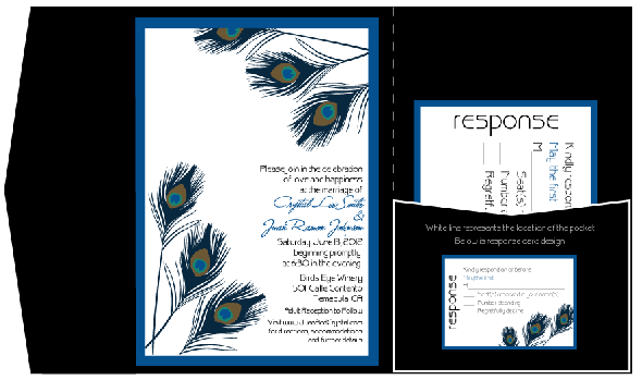 simple peacock wedding invitations