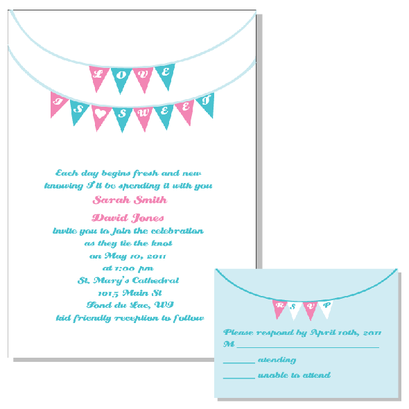 Love is Sweet titles this invitation design in the adorable bunting