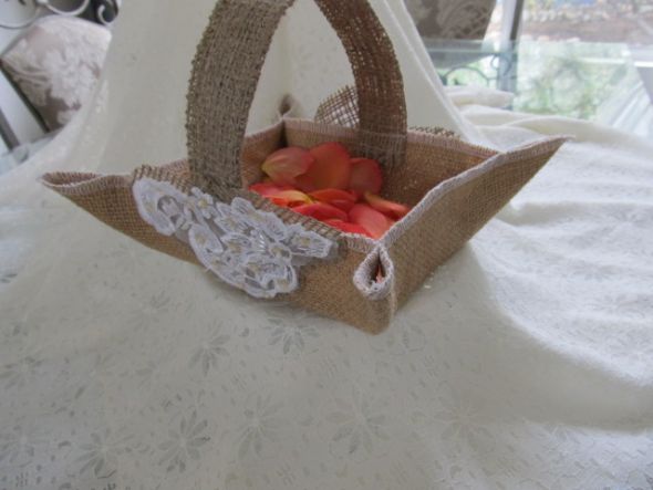 Burlap Flower Girl Basket
