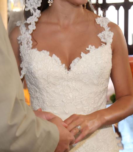 Adding lace straps shop to wedding dress