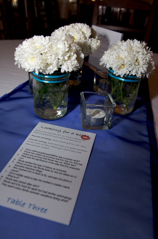 Sweet and Simple Fall Mums and Photo Table Numbers wedding centerpieces 