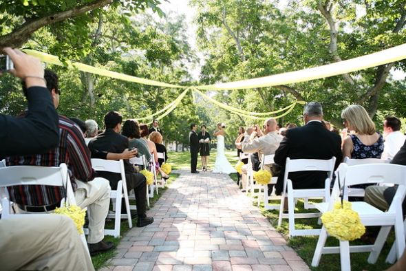  w no other decor other then the trees the water Aisle Ceremony 