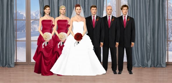 My girls' red bridesmaid dress! :  wedding bridesmaids dress red Redpoof1