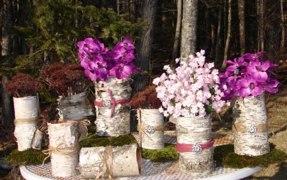 Chapel Decor Ideas wedding Birch Wrapped Centerpiece Vase Cheap Affordable