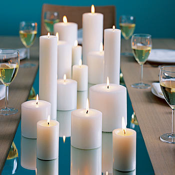 CANDLE ONLY CENTERPIECES??? :  wedding candle centerpieces Candles On Mirror