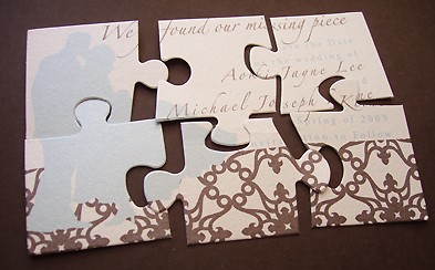 Puzzle Piece Themed Wedding :  wedding puzzle piece theme cake topper Jigsaw STDs2