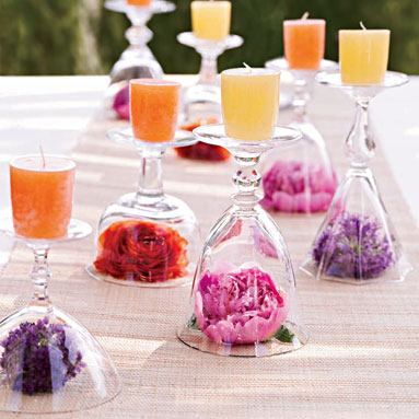 Wine glasses can be a simple centerpiece NEED HELP FOR BRIDAL SHOWER AT A 