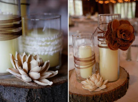 Opinions, ideas wanted... Centrepieces. :  wedding Wood And Candles