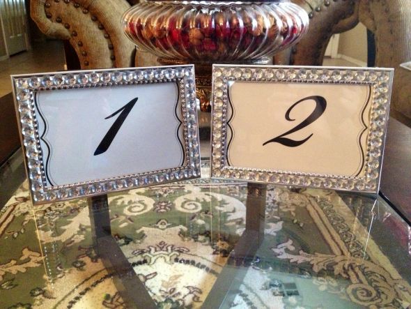 My bling DIY table number frames!