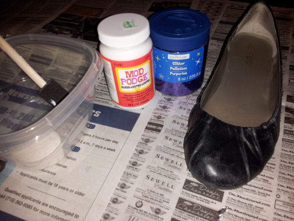 DIY Purple Glitter Shoes