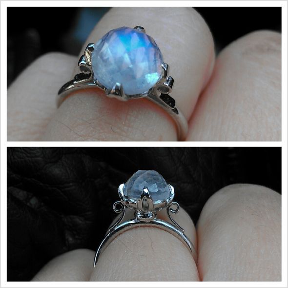 Rose Cut Blue Rainbow Moonstone Enga