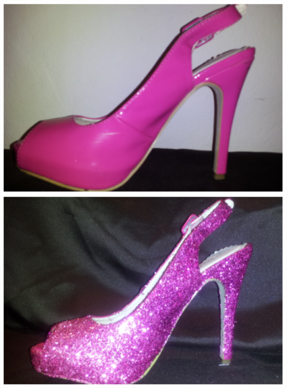 Diy pink glitter shoes