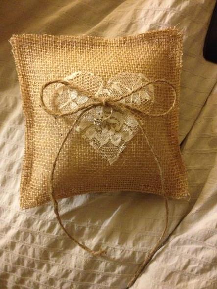 Rustic/shabby chic ring pillow