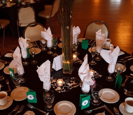 For Sale: 14 Black & White Damask Table Squares & 3 Runners :  wedding damask black and white table square runner black white reception Table 1