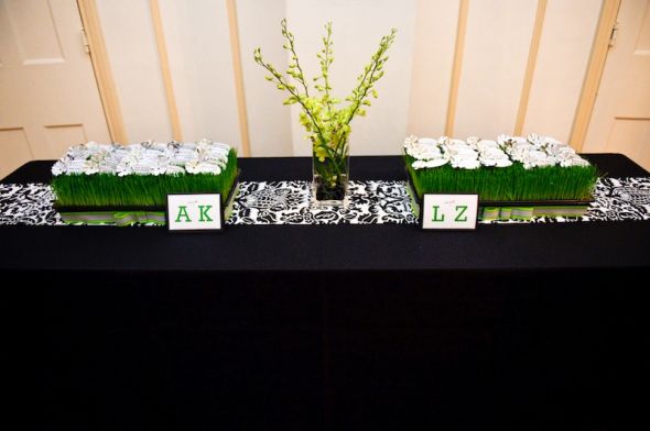 For Sale: 14 Black & White Damask Table Squares & 3 Runners :  wedding damask black and white table square runner black white reception Table 2